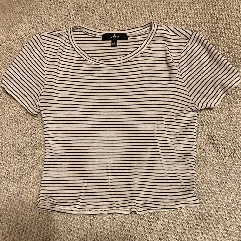 Lulu's Black and White Striped Women's Crop Top